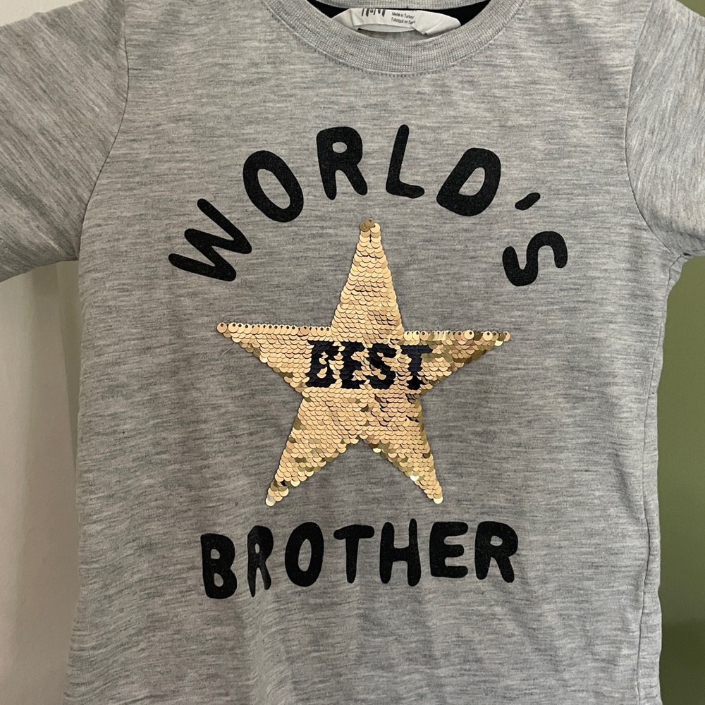 H&M Kids Gray Tee with Gold Sequin Star